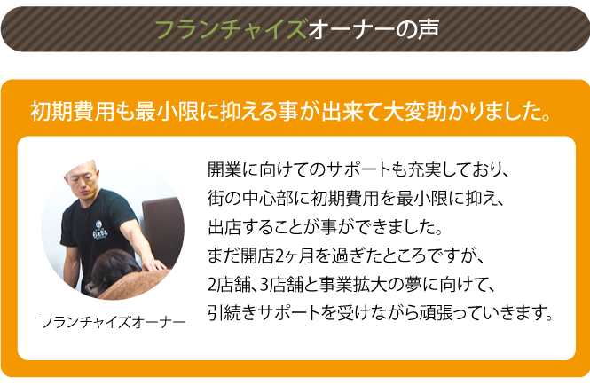 フランチャイズ加盟店マッサージ処らくなる